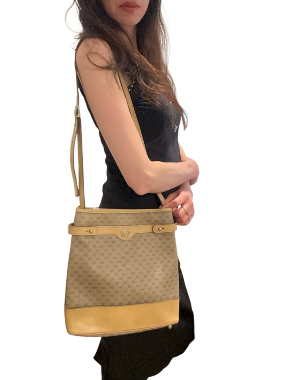 Gucci Yellow and Tan Monogram Shoulder Bag - Picture 1 of 12